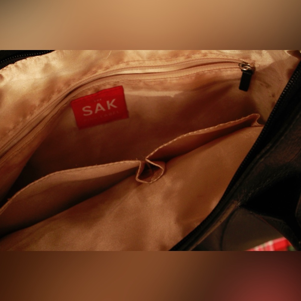 The Sak Elegant 100% Cowhide Large Leather Black Tote Hand Bag Satchel - Picture 7 of 13